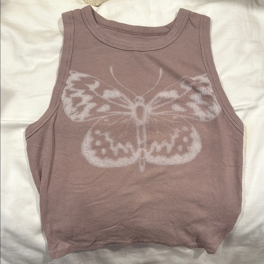 Hollister size small Butterfly Print Sleeveless crop Top - Mauve